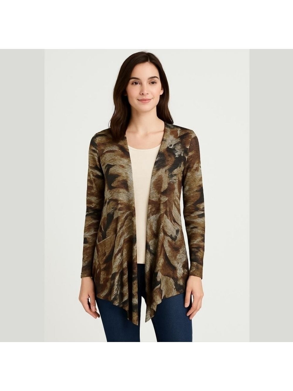 Simonton Says long sleeve open front cardigan, multicolored, size XXS